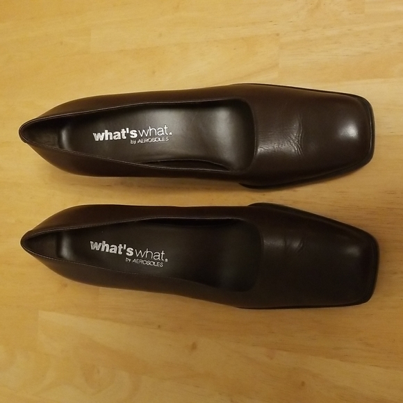 What's What By AEROSOLES Brown Leather Square-toed Pumps 8W Shoes Heels - Picture 6 of 11